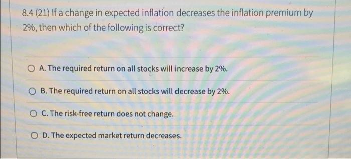 Solved 8.4 (21) If a change in expected inflation decreases | Chegg.com