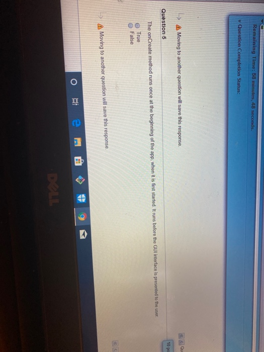 Remaining Time: 58 minutes, 48 seconds. Question Completion Status: > A Moving to another question will save this response. 1
