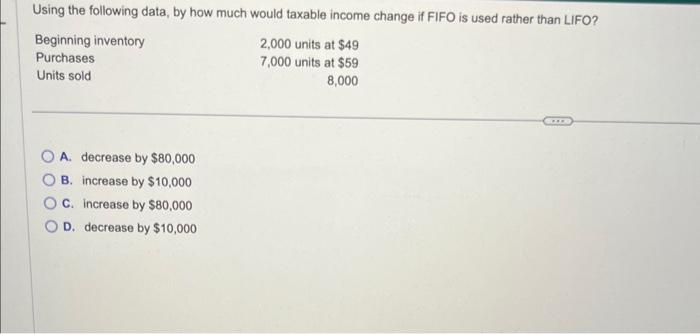 Solved Using The Following Data, By How Much Would Taxable 