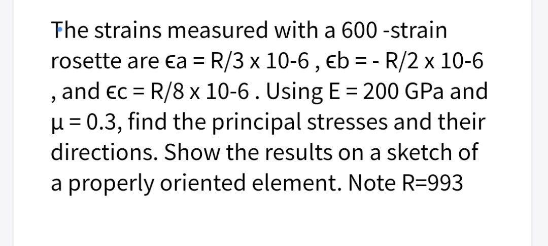 Solved The strains measured with a 600 -strain rosette are | Chegg.com