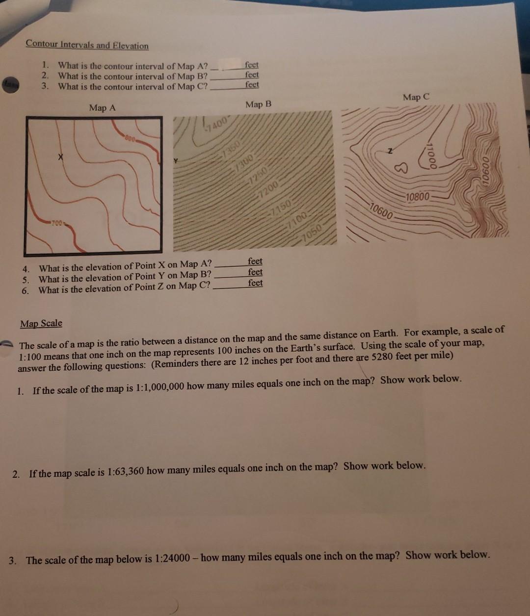Solved Contour Intervals and Elevation 1. What is the | Chegg.com