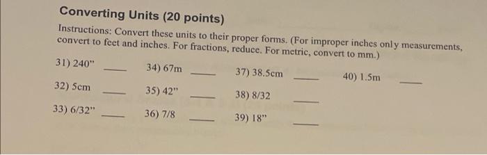 Solved Converting Units 20 points Instructions Convert Chegg