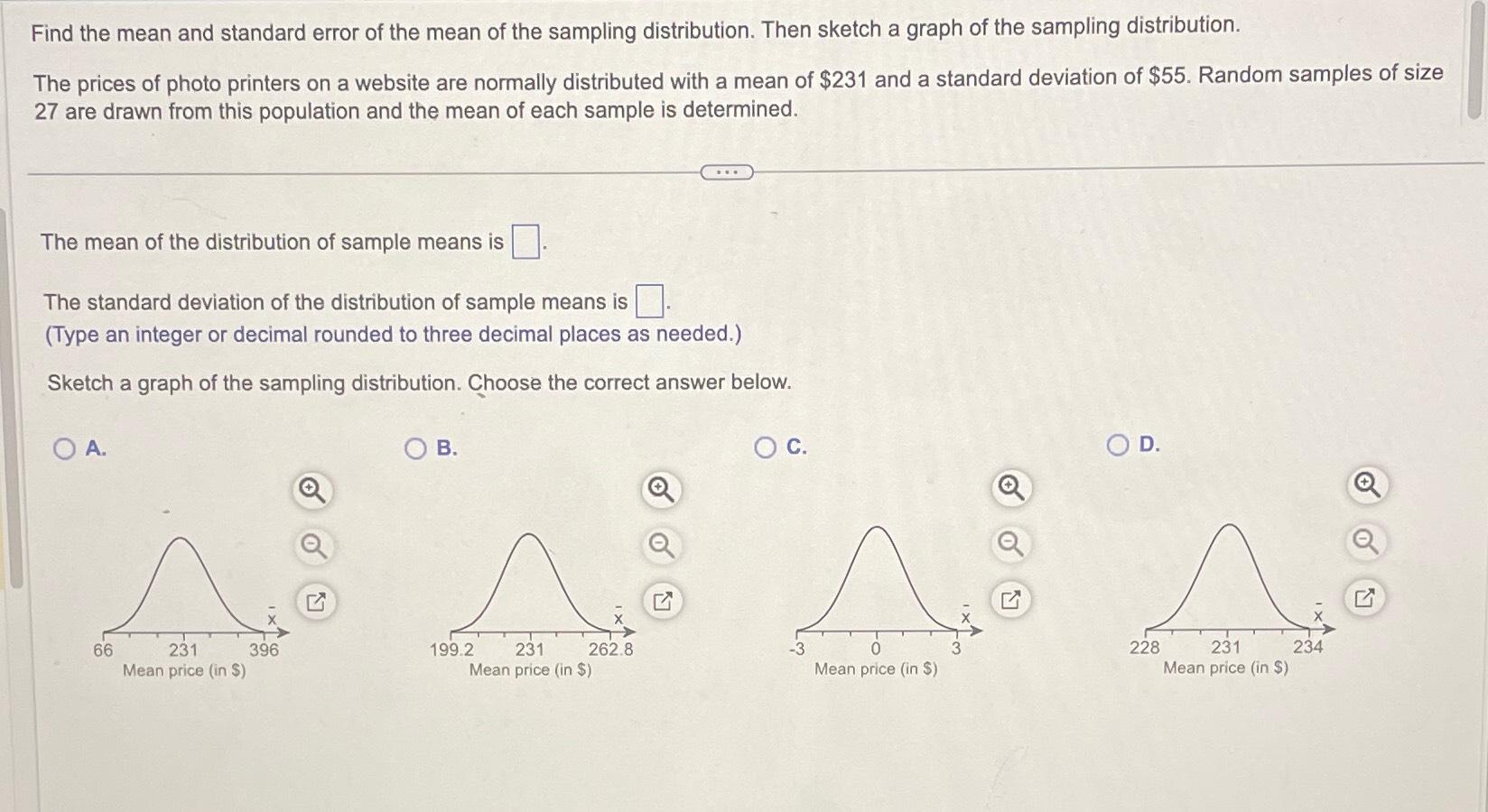 Solved Find the mean and standard error of the mean of the | Chegg.com