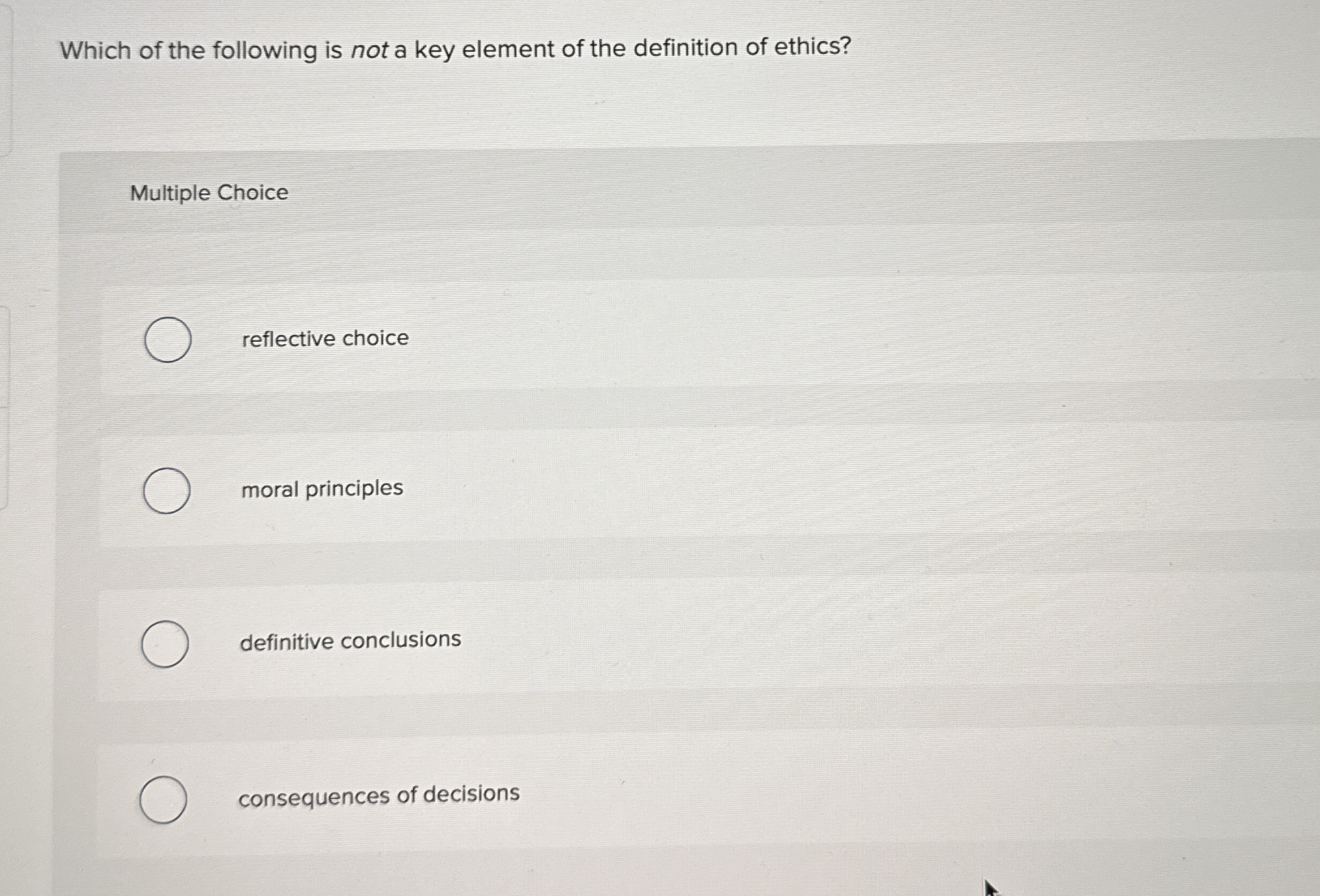 Solved Which of the following is not a key element of the | Chegg.com