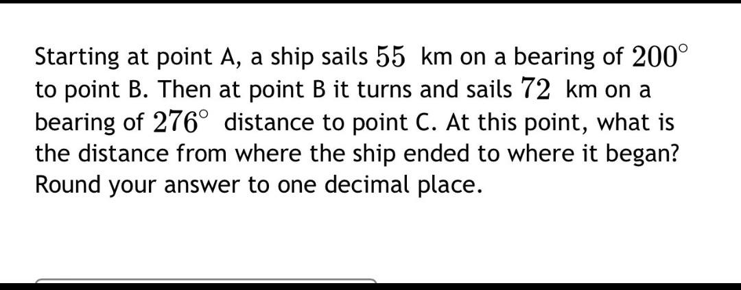 Solved Starting At Point A, A Ship Sails 55 Km On A Bearing | Chegg.com