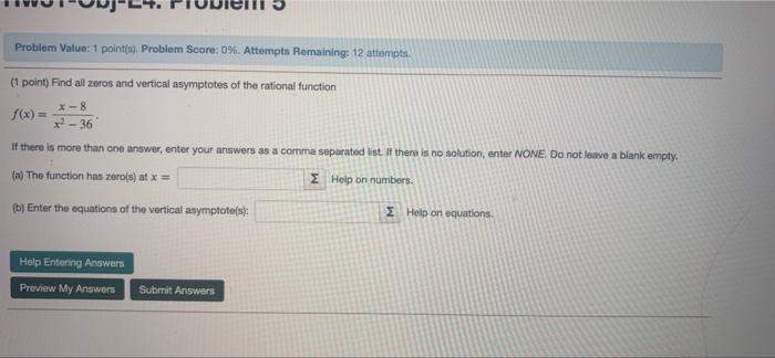 Solved Problem Value: 1 points). Problem Score: 0%. Attempts | Chegg.com