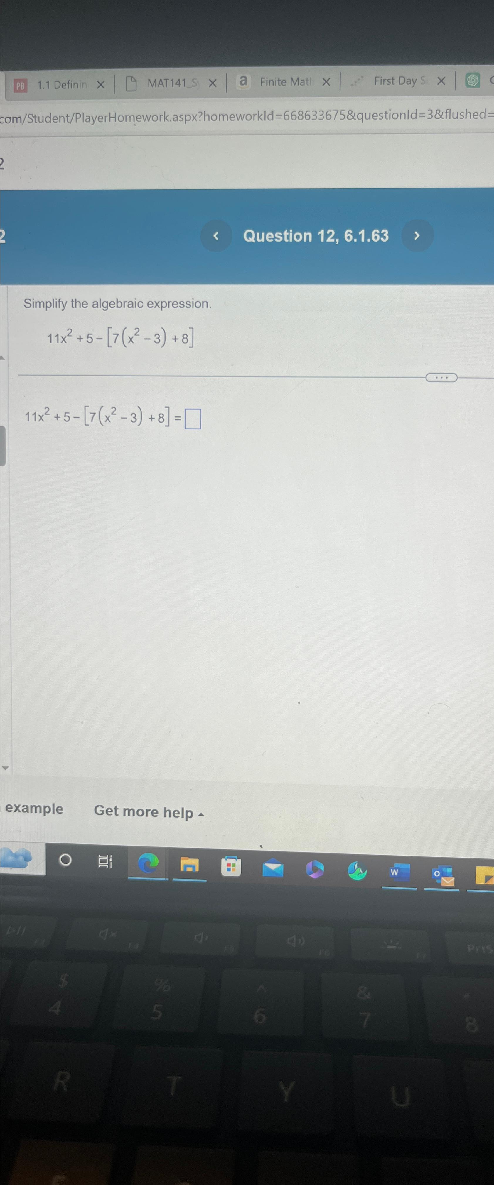 Solved Simplify the algebraic | Chegg.com