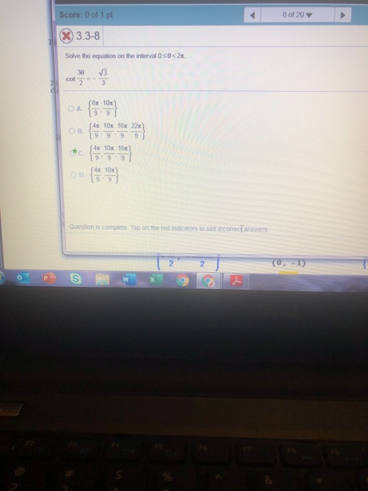 Solved Score: 0 of 1 pt 4 8 of 20 X 3.3-8 Solve the equation | Chegg.com