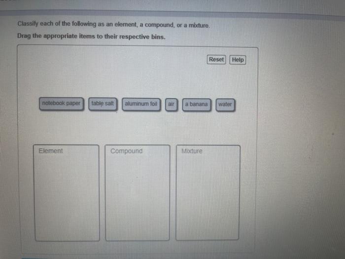 Solved Classify each of the following as an element, a | Chegg.com