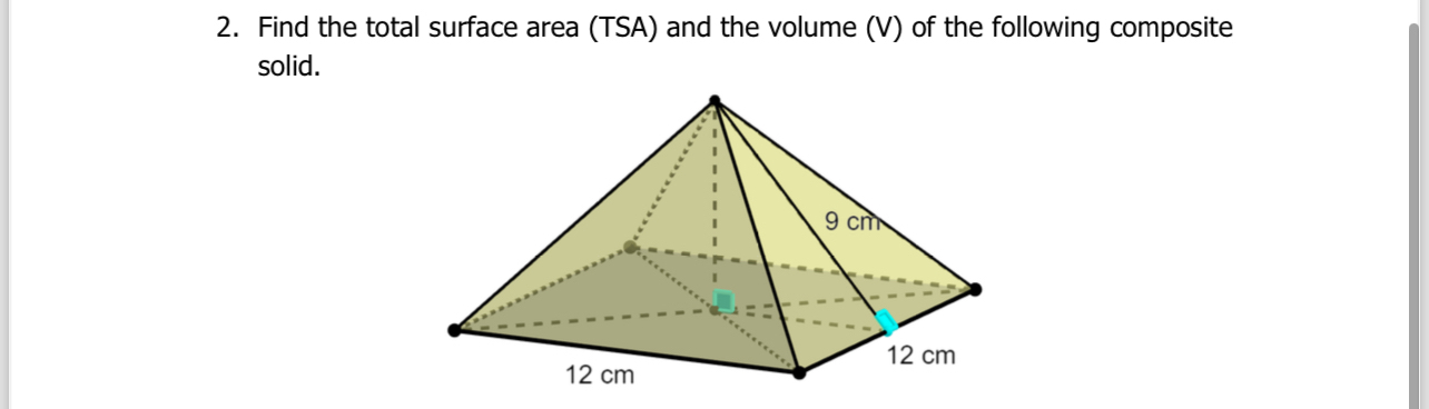 Solved Find the total surface area (TSA) ﻿and the volume (V) | Chegg.com