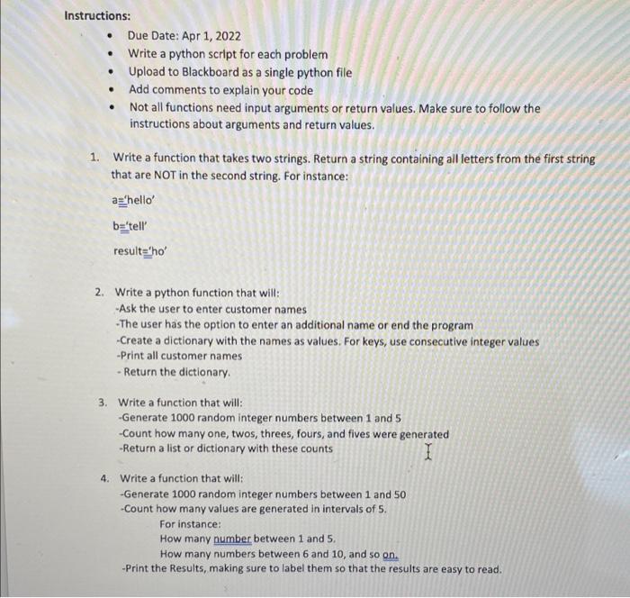 Solved . a Instructions: Due Date: Apr 1, 2022 Write a | Chegg.com