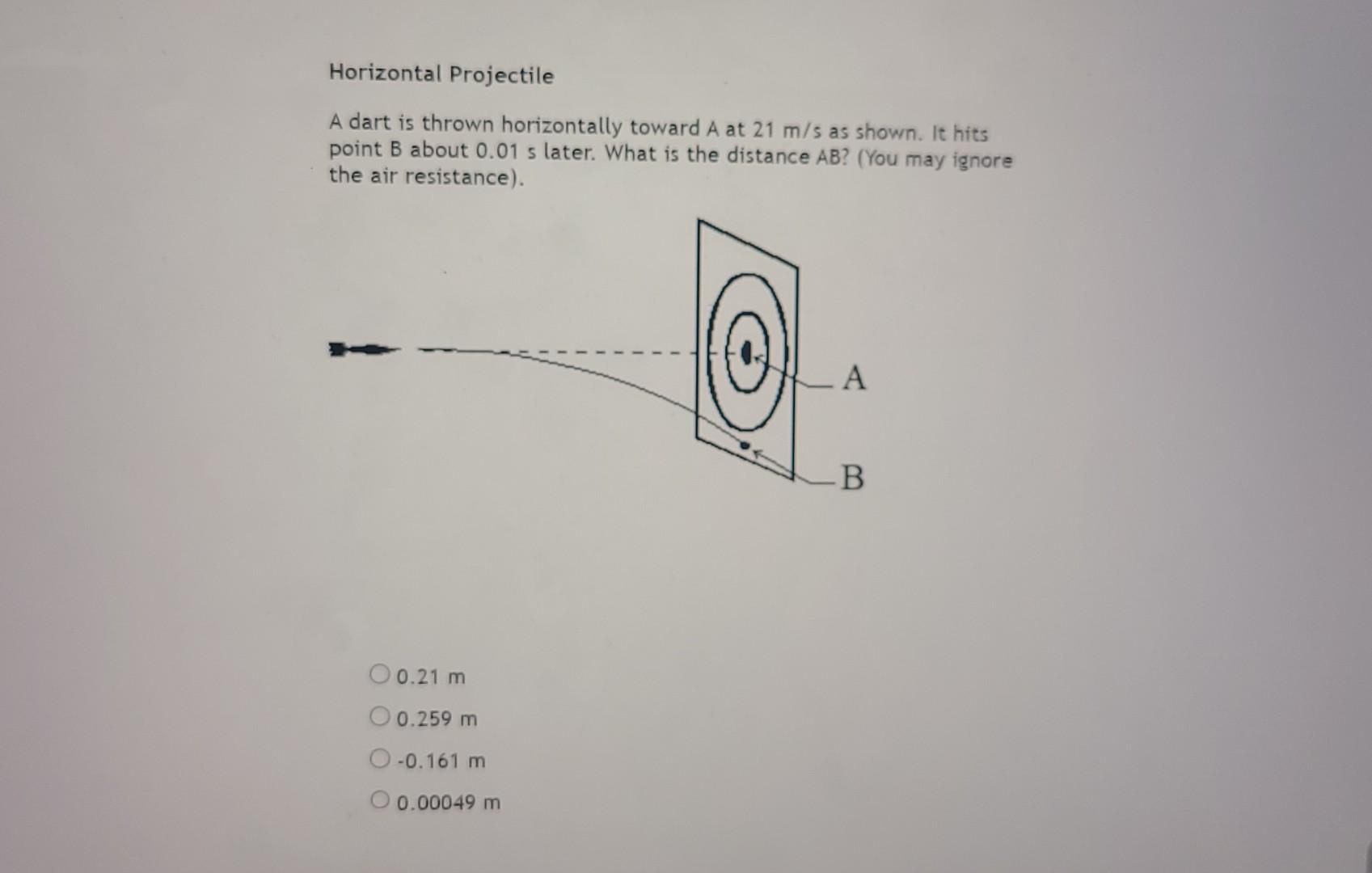 Solved Horizontal Projectile A dart is thrown horizontally