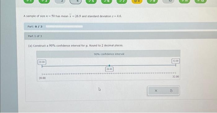 Solved A sample of size n=50 has mean xˉ=26.9 and standard | Chegg.com