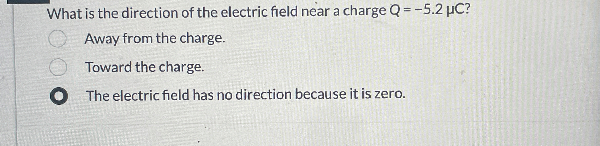 Solved What is the direction of the electric field near a | Chegg.com