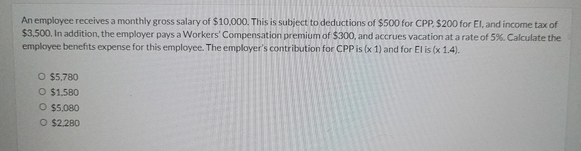 Solved An employee receives a monthly gross salary of | Chegg.com