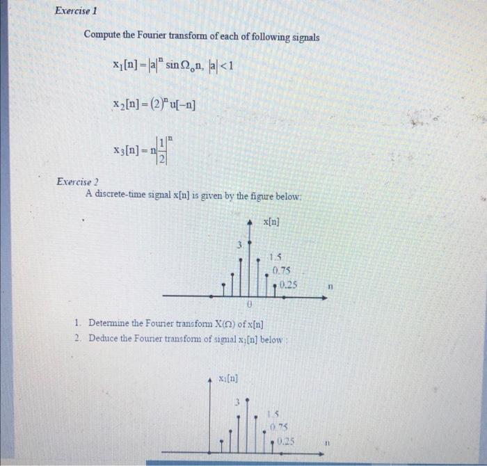 Solved Exercise 1 Compute the Fourier transform of each of | Chegg.com