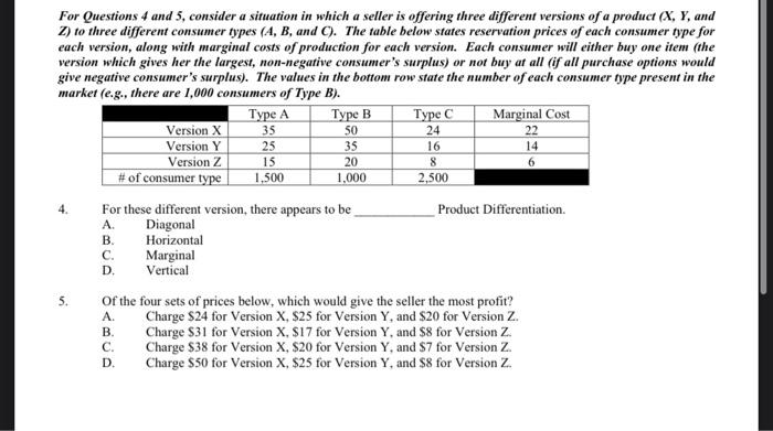 Solved For Questions 4 and 5, consider a situation in which | Chegg.com