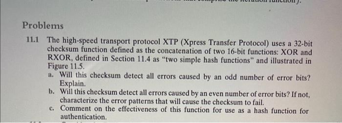 Solved Problems 11.1 The high-speed transport protocol XTP | Chegg.com
