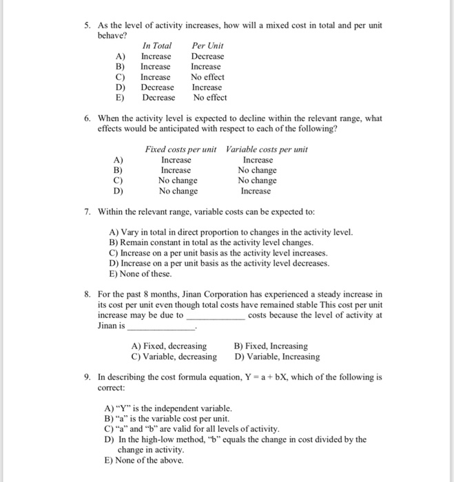 Solved True/False Questions 1. A variable cost is a cost