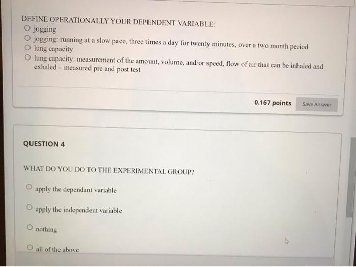 Solved WHAT IS YOUR RESEARCH QUESTION? O Does jogging