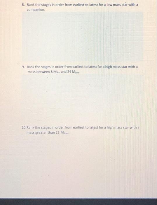 Solved Stellar Evolution Exercise Adapted from Lecture | Chegg.com