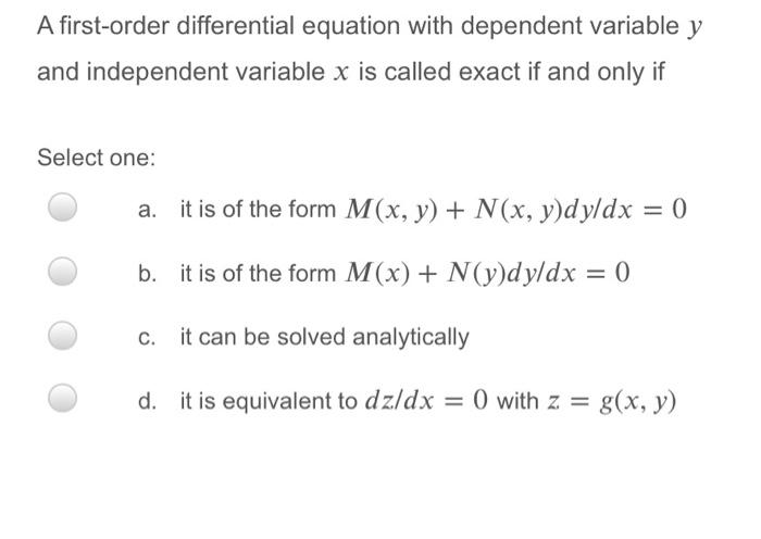 Solved A first-order differential equation with dependent | Chegg.com