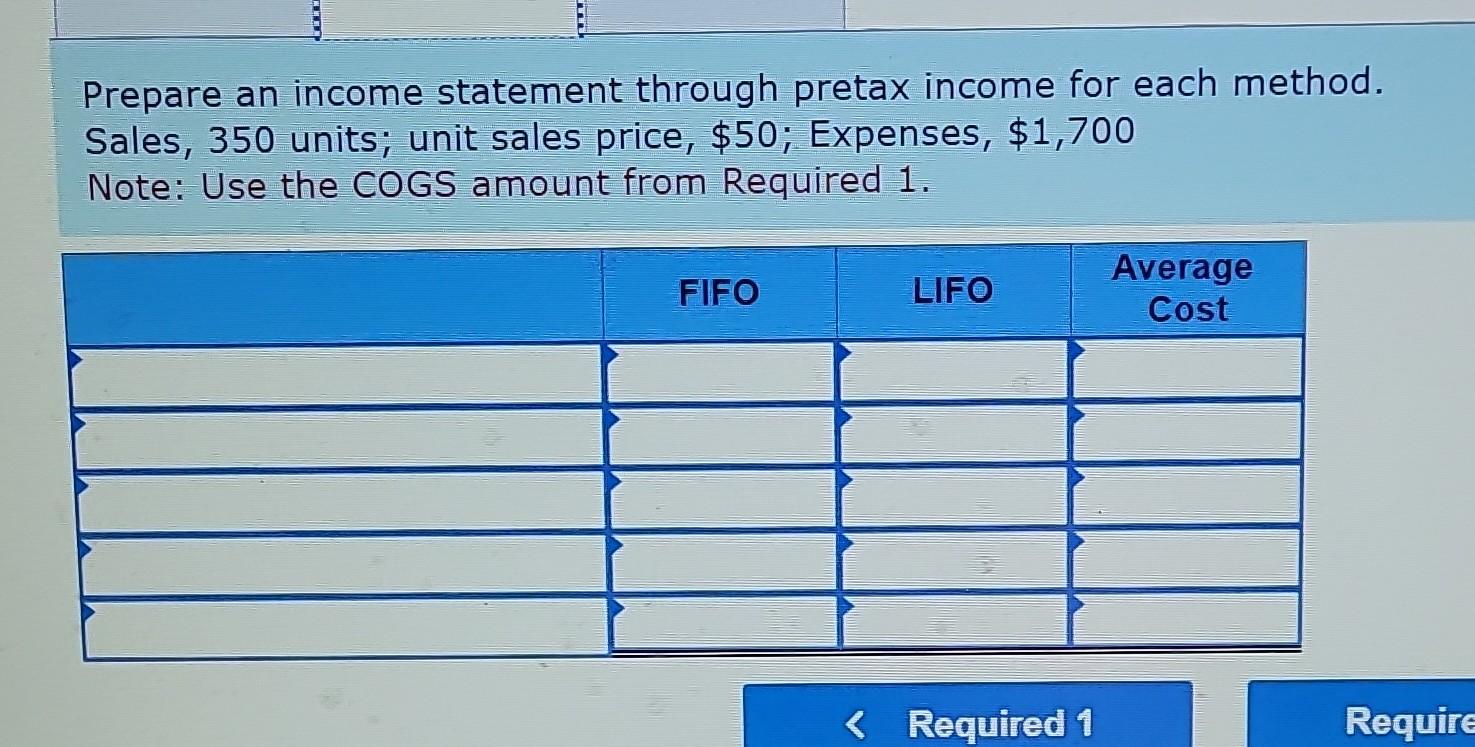 Solved Prepare An Income Statement Through Pretax Income For | Chegg.com