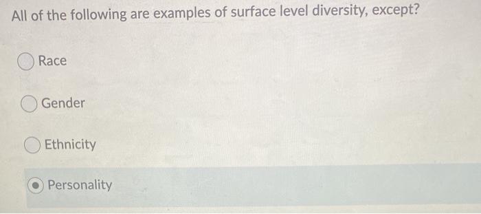 Solved All of the following are examples of surface level | Chegg.com