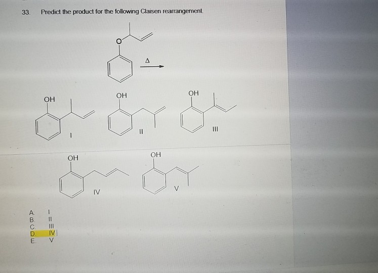 Solved 33. Predict the product for the following Claisen | Chegg.com
