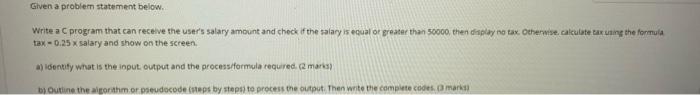 Solved Given a problem statement below. Write a program that | Chegg.com