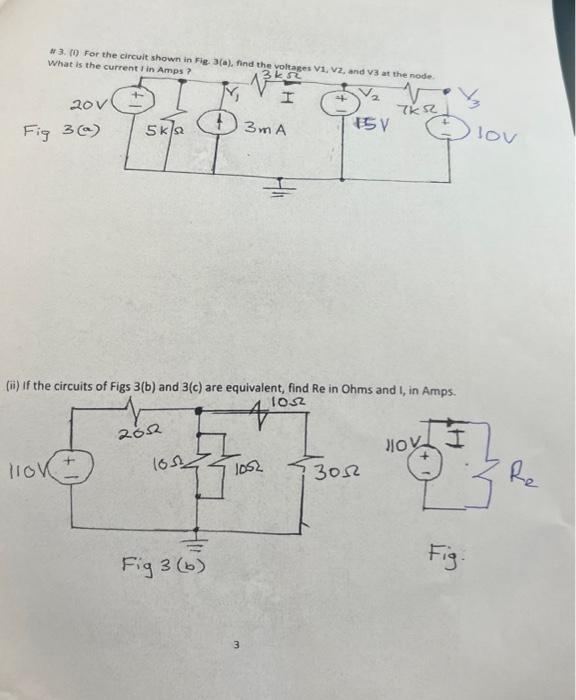 Solved H 3. (i) For the circuit shown in Fig. 3(a), find the | Chegg.com
