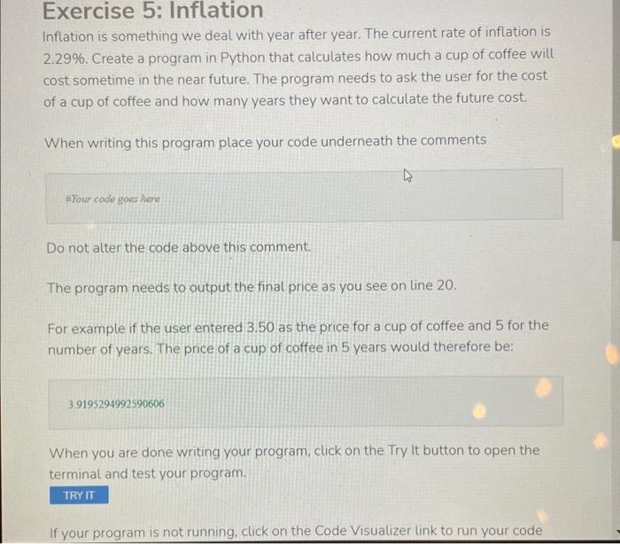 Solved Exercise 5: Inflation Inflation is something we deal | Chegg.com