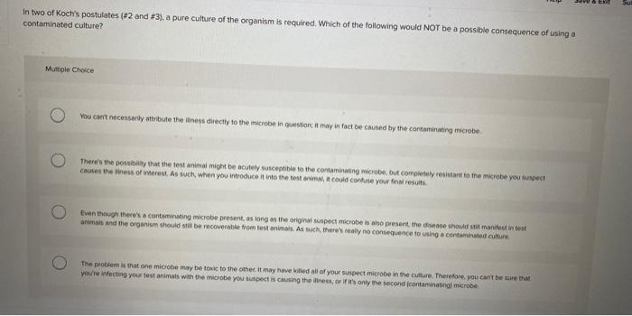 Solved In two of Koch's postulates ( 22 and \#3), a pure | Chegg.com