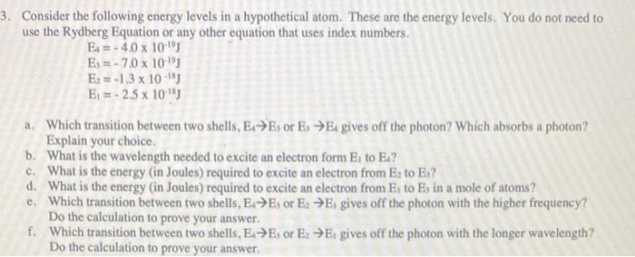 Solved Consider the following energy levels in a | Chegg.com