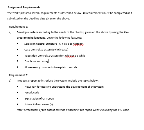 Assignment RequirementsThe work splits into several | Chegg.com