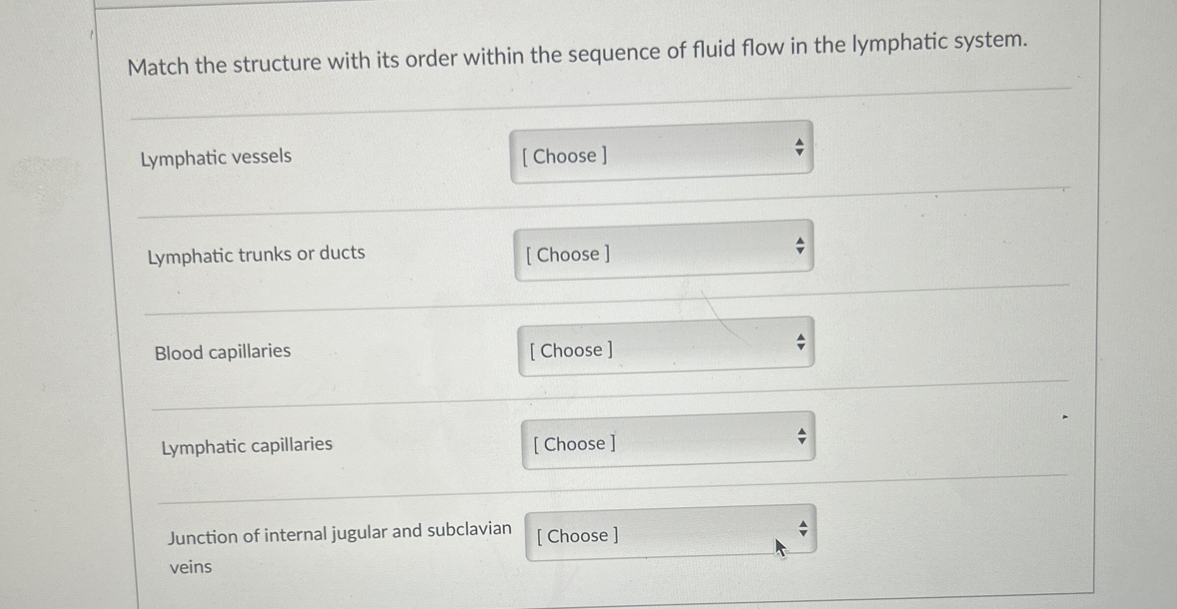 Solved Match the structure with its order within the