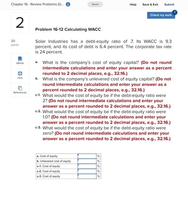 Solved Chapter 16 - Review Problems (G... i 2 20 points | Chegg.com