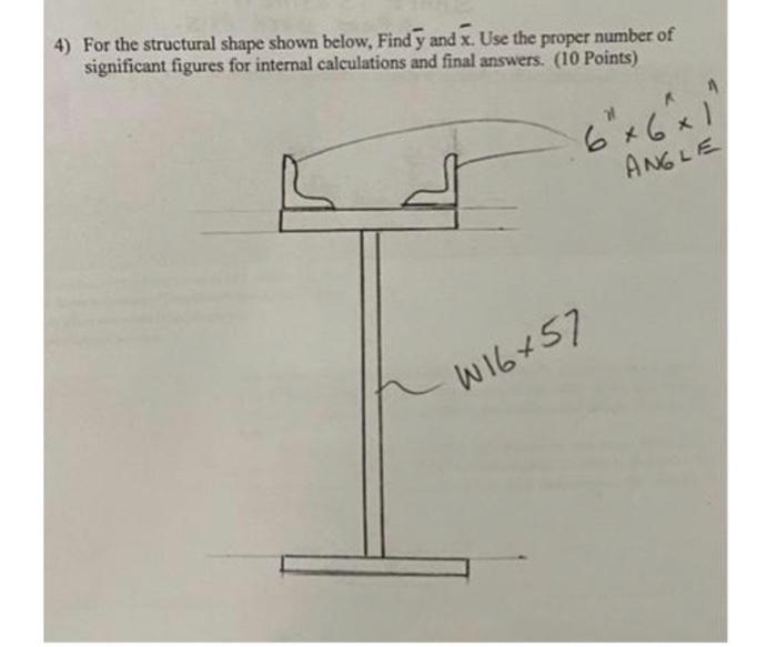Solved 4) For the structural shape shown below. Find y and . | Chegg.com