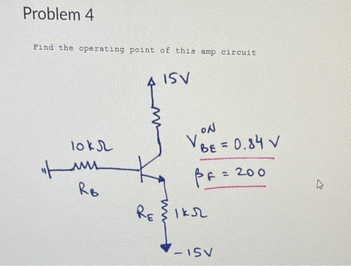 Find the operating point of this amp circuit | Chegg.com