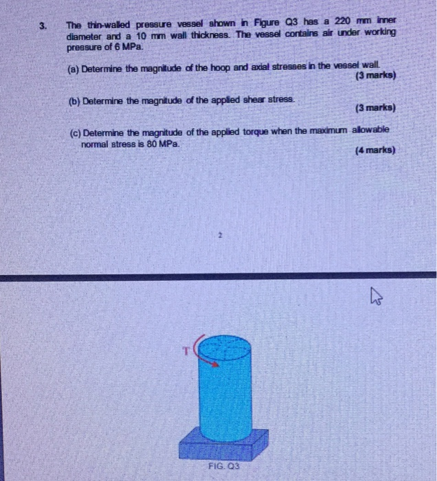 Solved 3. The thin-walled pressure vessel shown in Figure Q3 | Chegg.com
