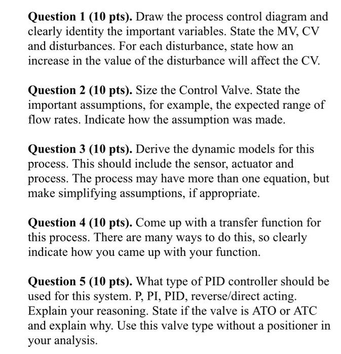 Solved Question 1 (10 pts). Draw the process control diagram | Chegg.com