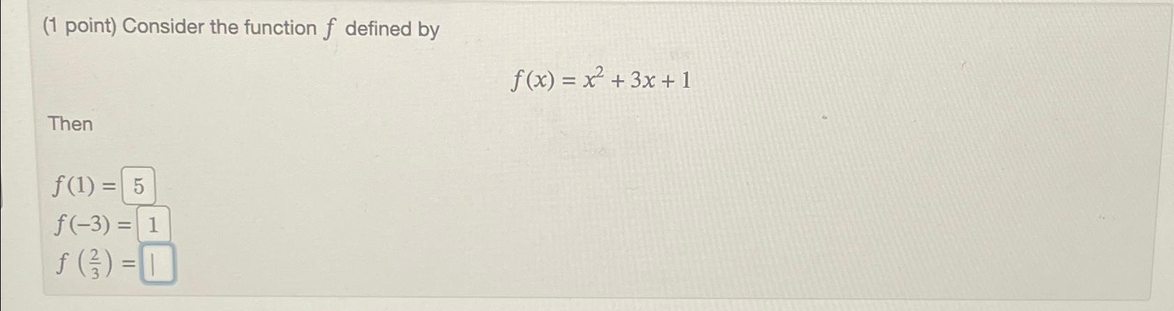 Solved (1 ﻿point) ﻿Consider the function f ﻿defined | Chegg.com