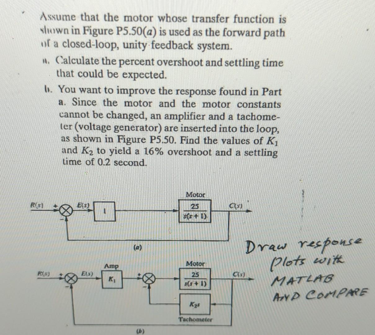 Assume that the motor whose transfer function is | Chegg.com