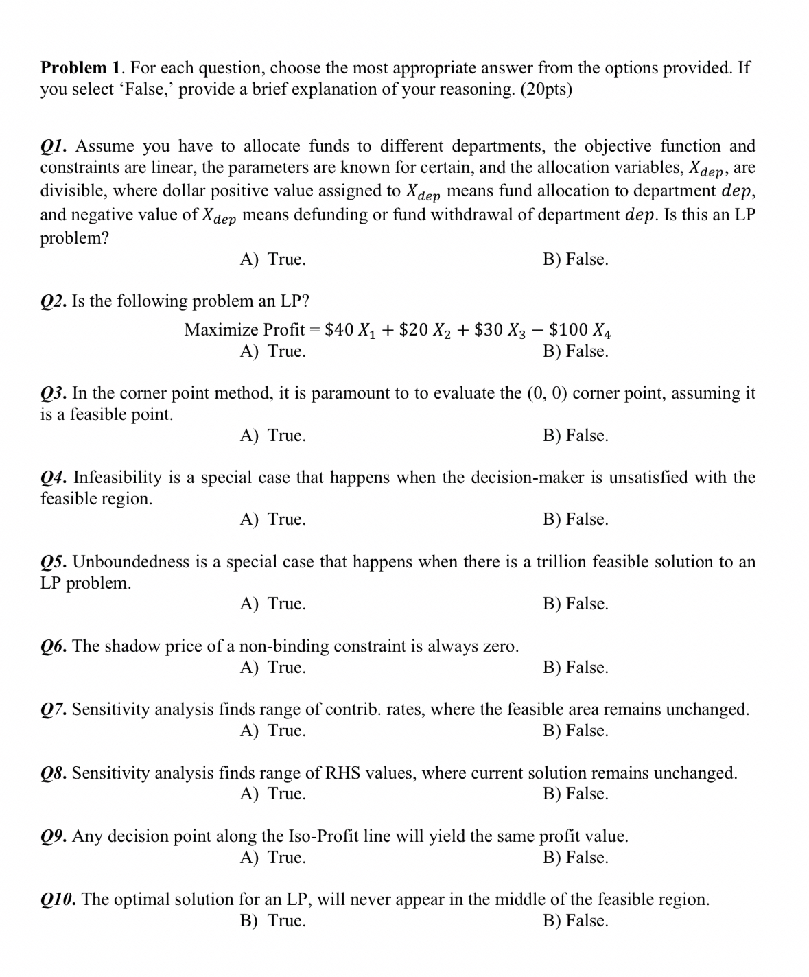 Solved Problem 1. ﻿For each question, choose the most | Chegg.com