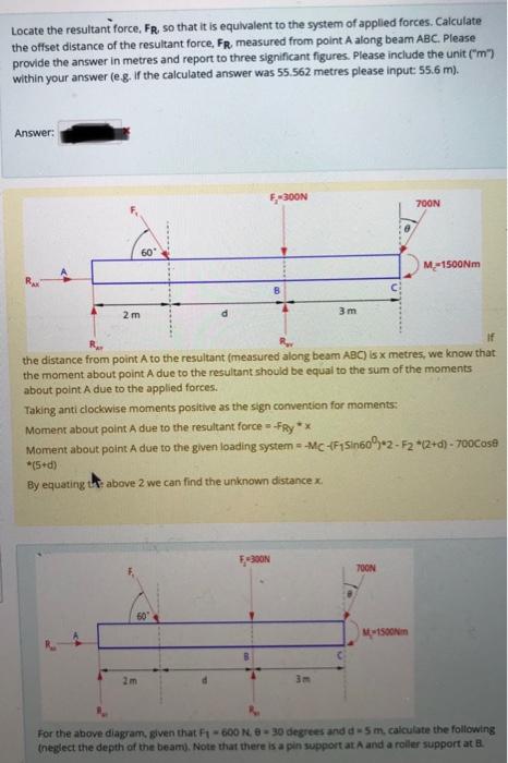 Solved F = 300 N Fs=700 N 60 M, 1500 Nm 2 m 3m For the above | Chegg.com