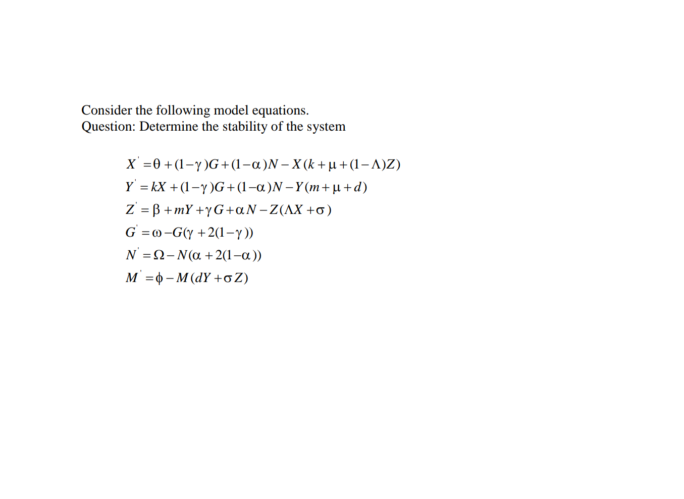 Solved Consider The Following Model Equations Question Chegg Com