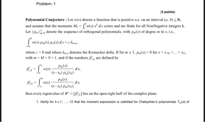 Problem 1 5 Points Polynomial Conjecture Let Chegg Com