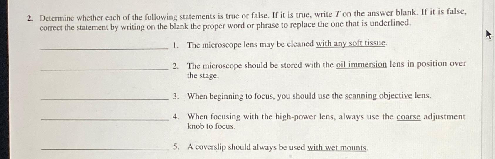 Solved Determine whether each of the following statements is