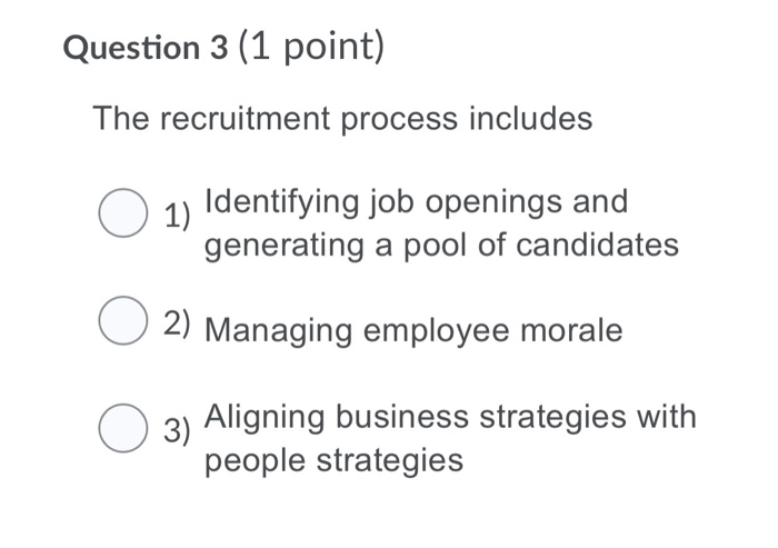 Solved Question 3 (1 Point) The Recruitment Process Includes | Chegg.com