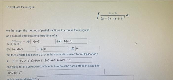 Solved To Evaluate The Integral ∫(x+3)⋅(x+8)2x−5dx We First 